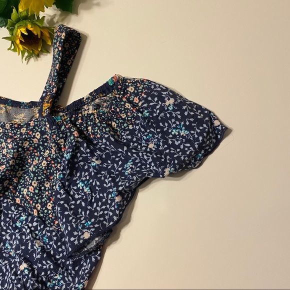 Zunie Blue Floral Asymmetrical Dress Girls 14 / 16 - Picture 4 of 6